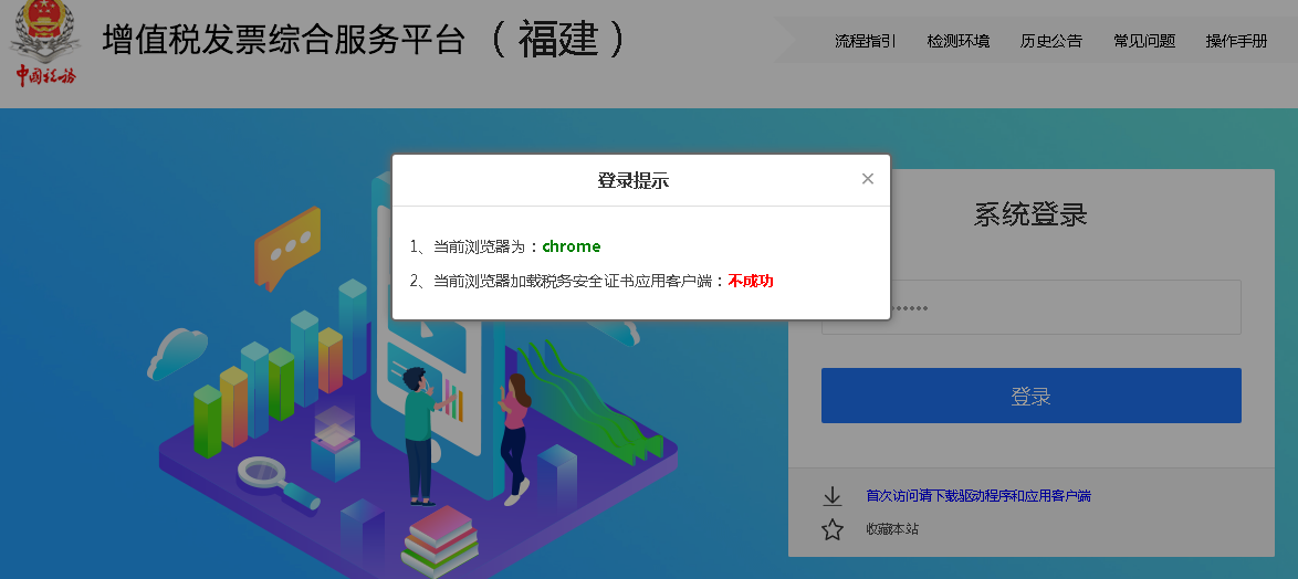 当前浏览器加载税务安全证书应用客户端：不成功